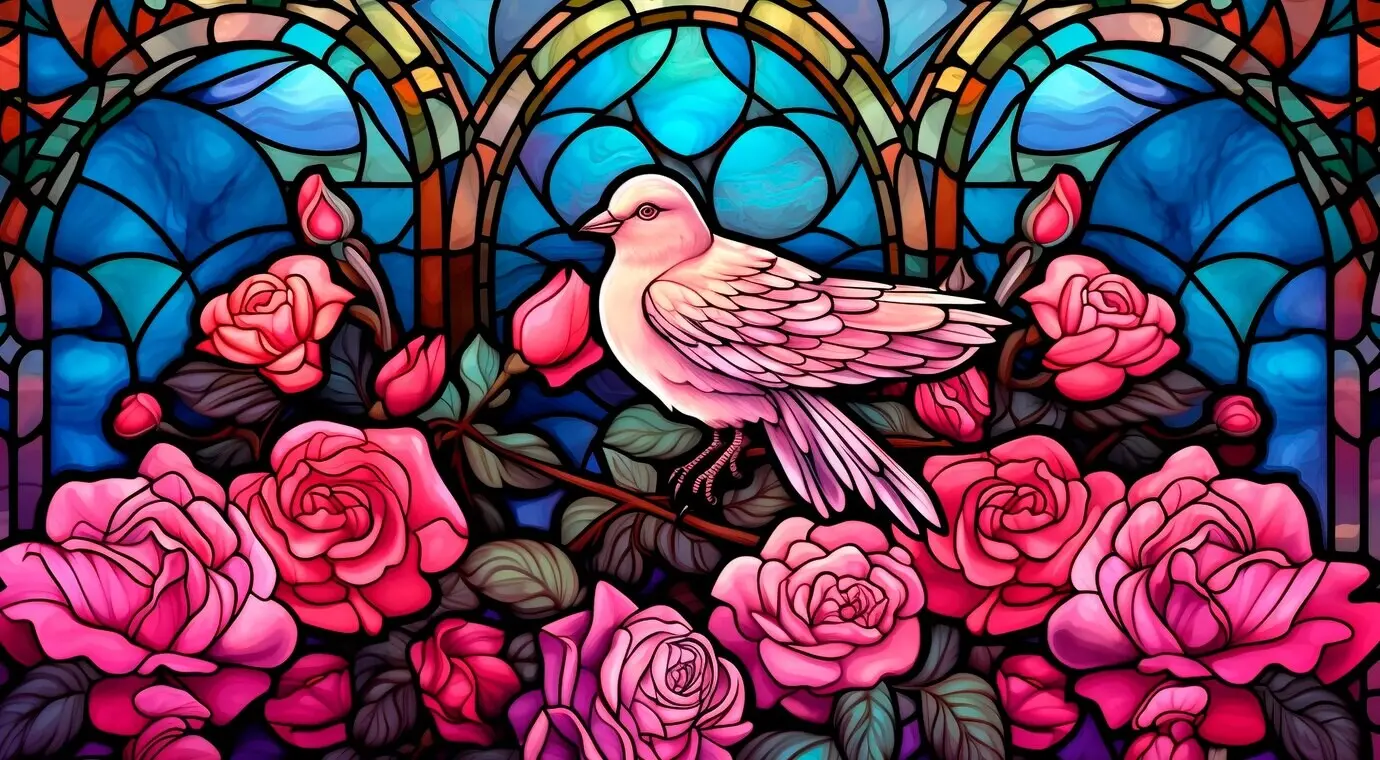 아르누보 양식에서 영감을 받은 다채로운 묘사의 예술적 장면